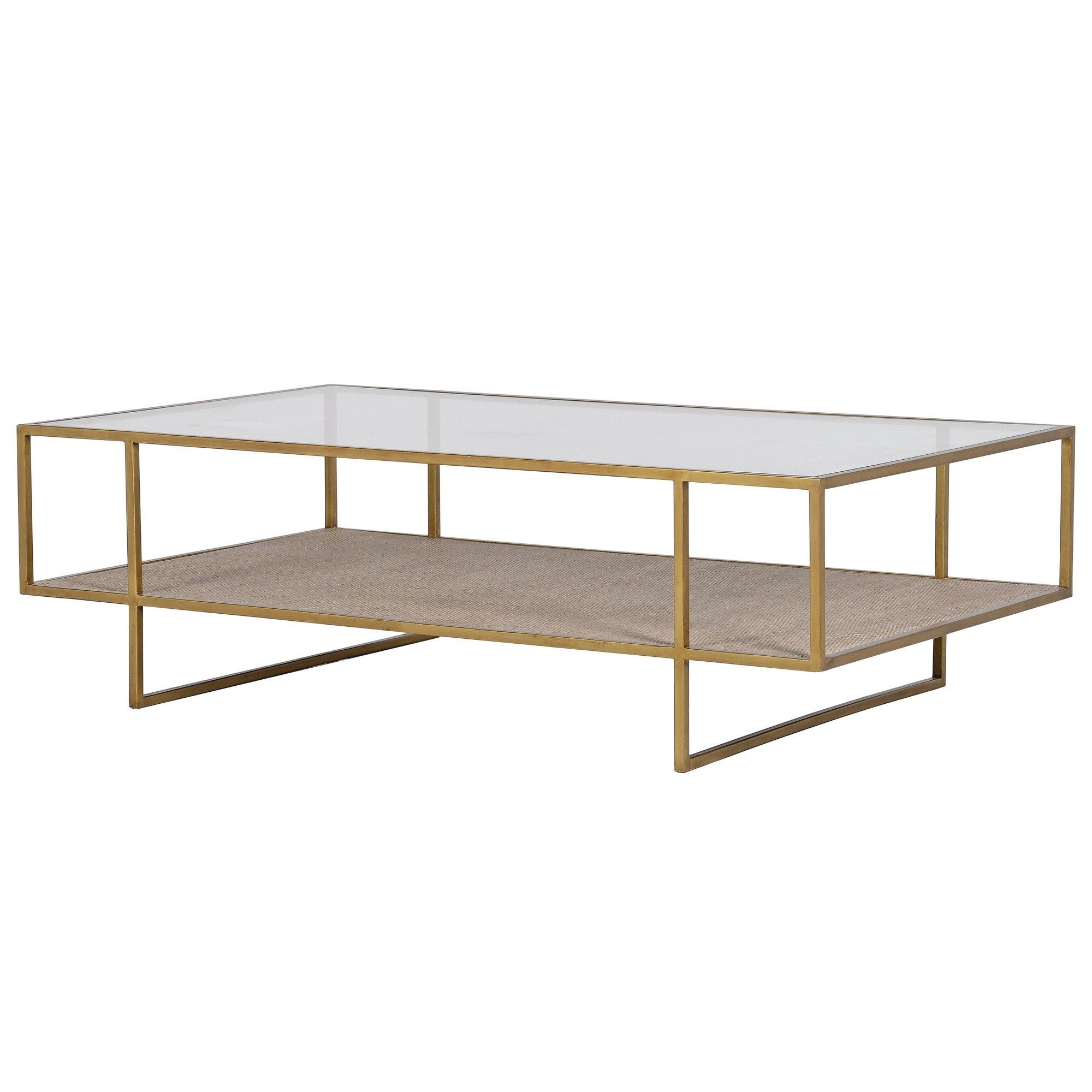 Glass Topped Rectangular Coffee Table In Gold | Coffee Regarding Rectangular Glass Top Coffee Tables (View 6 of 15)