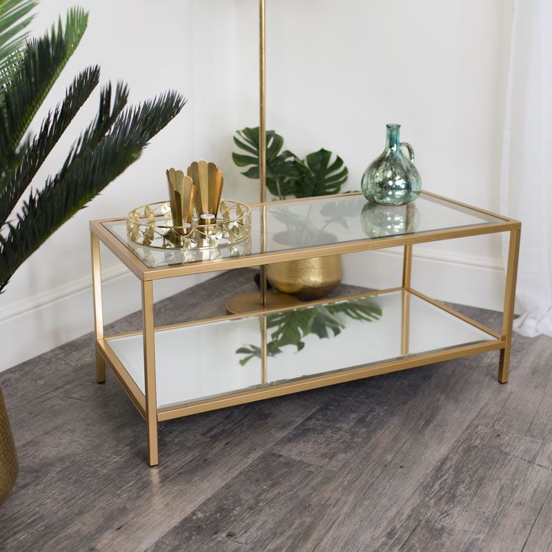 Gold Glass/mirrored Coffee Table – Windsor Browne Throughout Glass And Pewter Coffee Tables (View 6 of 15)