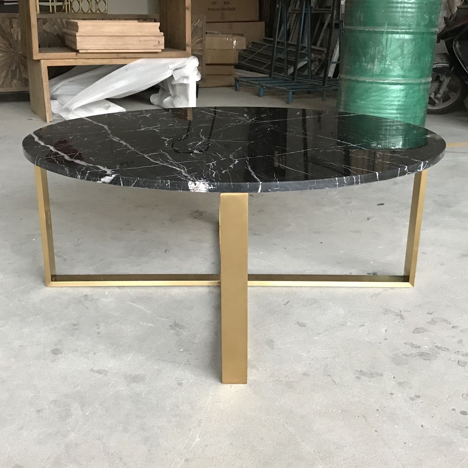 Gold Metal Base Wholesale Round Black Marble Coffee Table Inside Antique Blue Gold Coffee Tables (View 12 of 15)