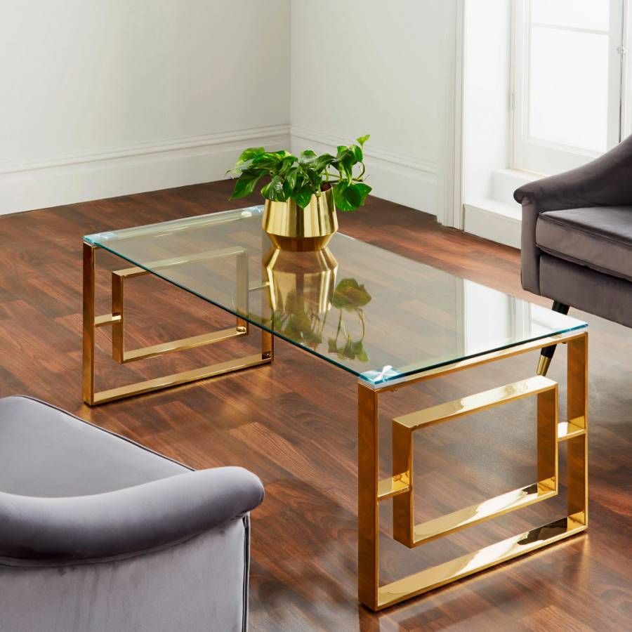 Gold Plated Milano Coffee Table – Brandalley Inside Gold Coffee Tables (View 4 of 15)