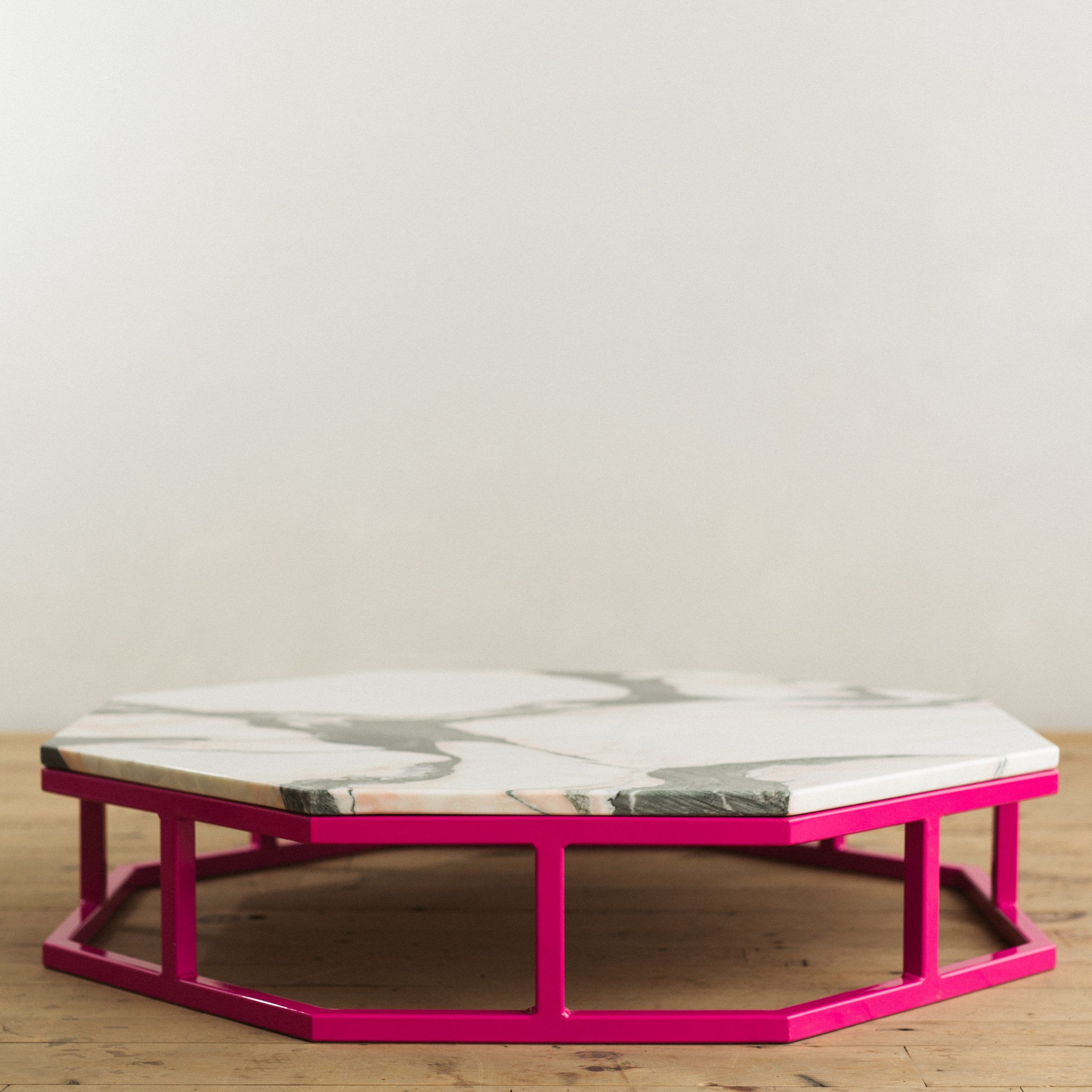 Granite And Steel Octagon Coffee Table – Factor Fabrication Within Yellow And Black Coffee Tables (View 4 of 15)