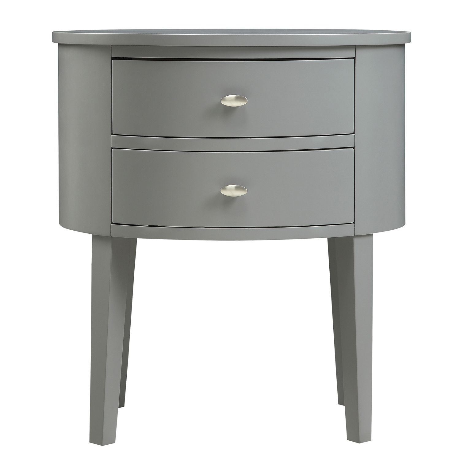 Gray Oval 2 Drawer End Table | End Tables, Table, Drawers Within 2 Drawer Oval Coffee Tables (Photo 6 of 15)