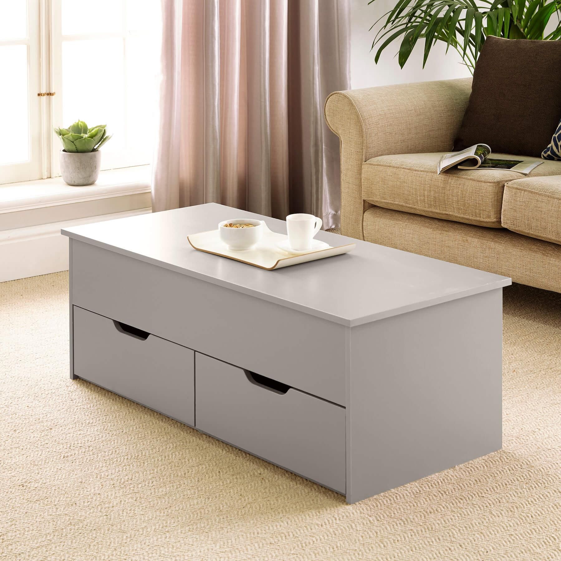 Grey Wooden Coffee Table With Lift Up Top And 2 Large In Smoke Gray Wood Coffee Tables (View 13 of 15)