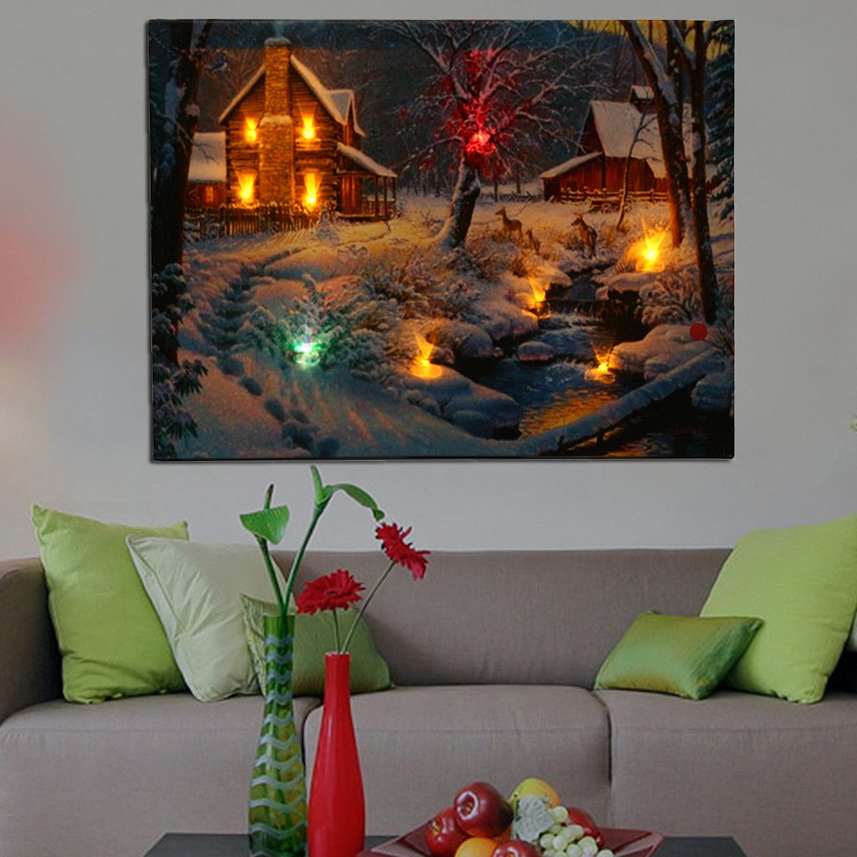 Grtsunsea Luminous Led Lighted Light Up Canvas Christmas With Regard To Snow Wall Art (View 2 of 15)
