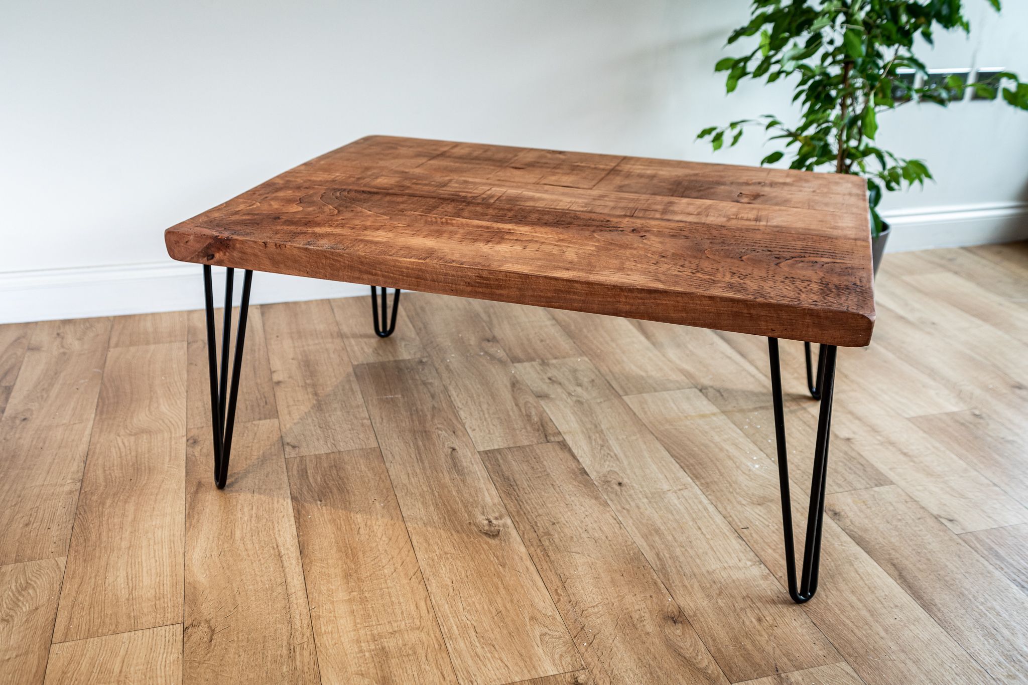 Hairpin Leg Coffee Table – Rustic Reclaimed Plank Wood Top With Heartwood Cherry Wood Coffee Tables (View 13 of 15)