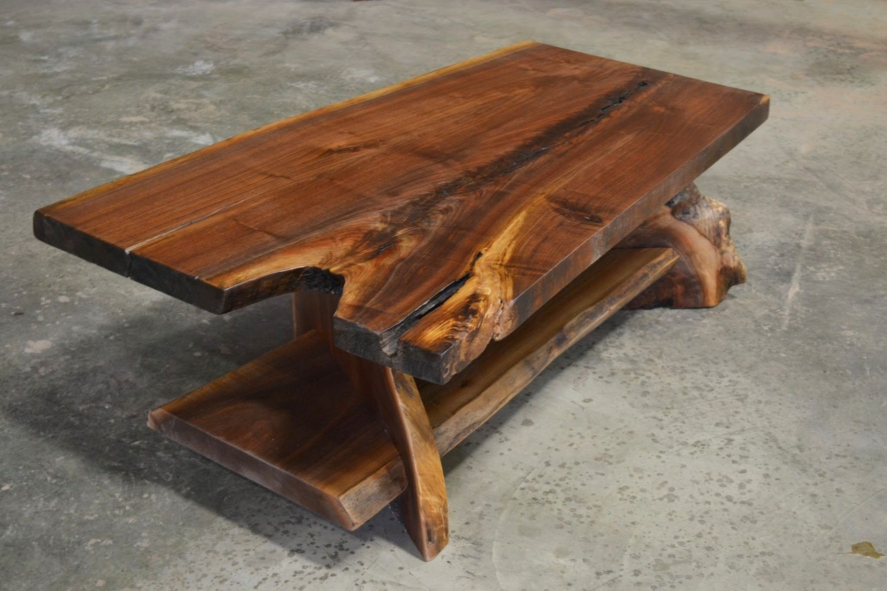 Hand Crafted Live Edge Walnut Coffee Tablecorey Morgan For Walnut Wood And Gold Metal Coffee Tables (View 11 of 15)