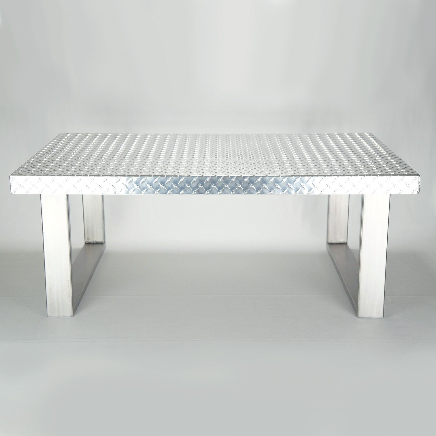 Hand Made Industrial Diamond Plate Metal Coffee Table Regarding Brown Wood And Steel Plate Coffee Tables (View 10 of 15)