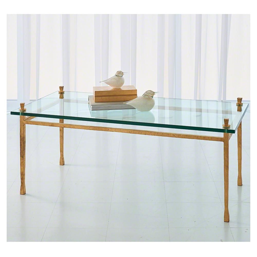 Handler Global Bazaar Floating Glass Gold Leaf Rectangular Within Glass And Gold Coffee Tables (View 13 of 15)