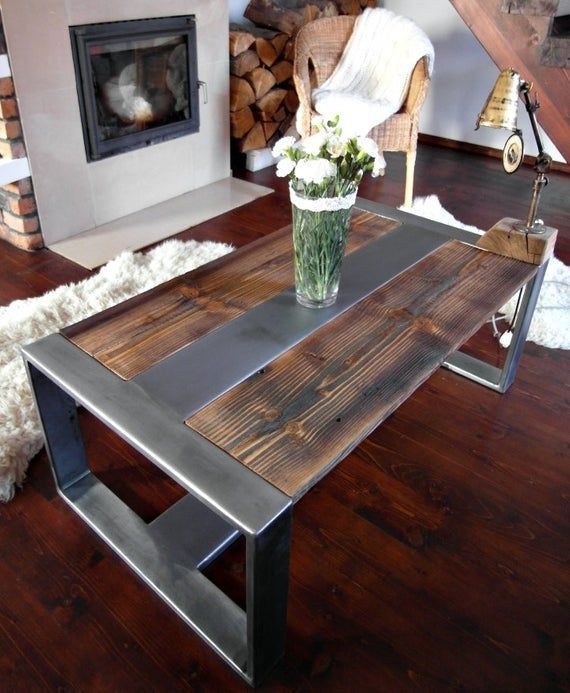 Handmade Reclaimed Wood & Steel Coffee Table Vintage Throughout Antique Silver Aluminum Coffee Tables (View 12 of 15)