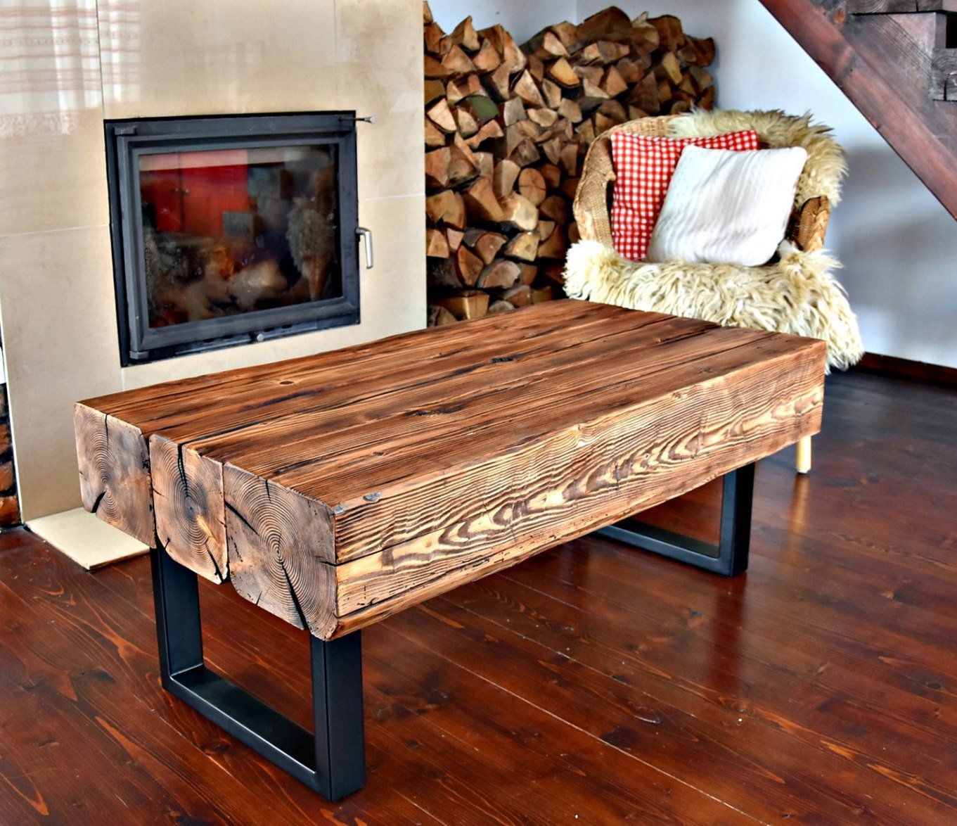 Handmade Reclaimed Wood & Steel Coffee Table Vintage With Brown Wood And Steel Plate Coffee Tables (View 2 of 15)