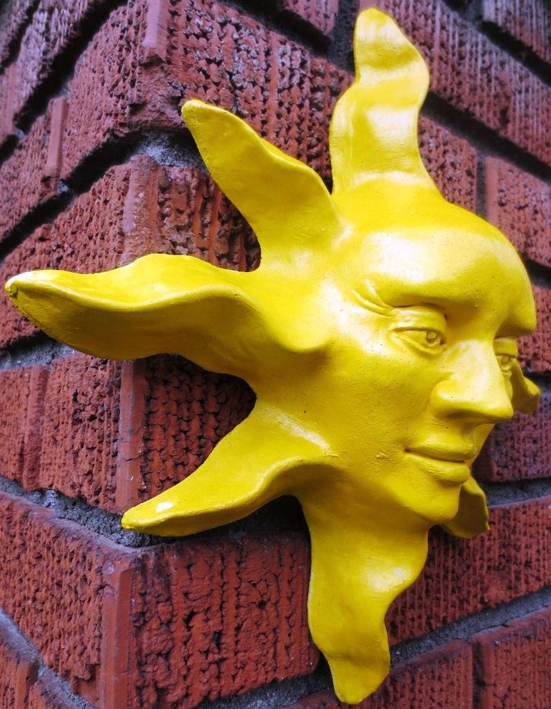 Handmade Yellow Sun Face Sculpture Wall Art For Home Regarding Sun Wall Art (View 13 of 15)