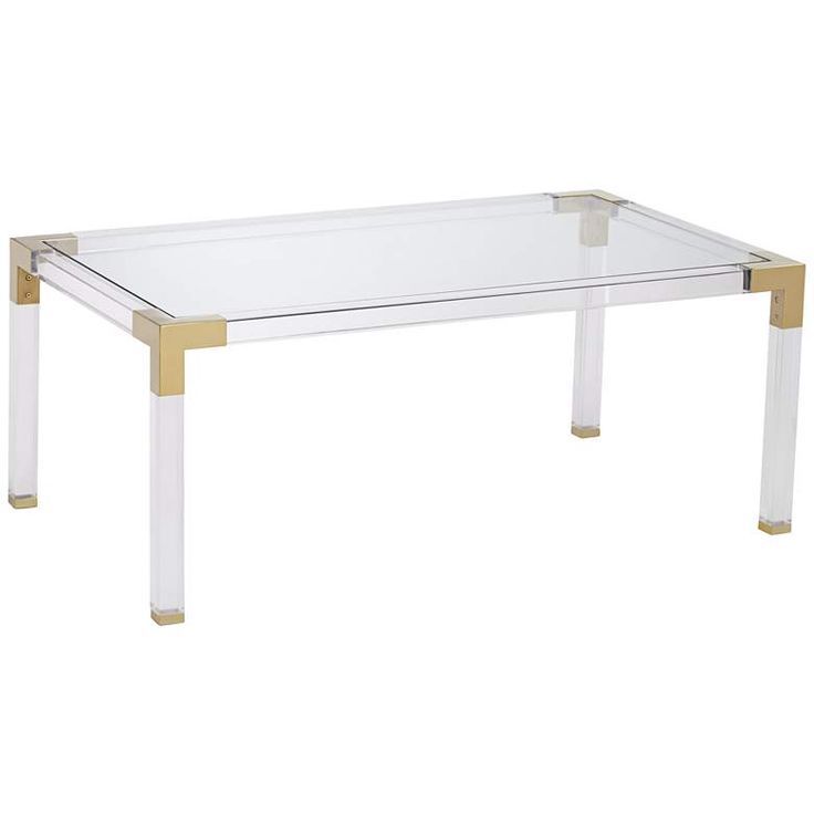 Hanna 42" Wide Rectangular Clear Acrylic Coffee Table With Regard To Gold And Clear Acrylic Side Tables (View 5 of 15)