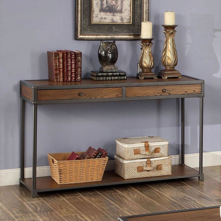 Hecura Antique Oak Finish Console Table | Sofa Table With Regard To Vintage Gray Oak Coffee Tables (View 13 of 15)