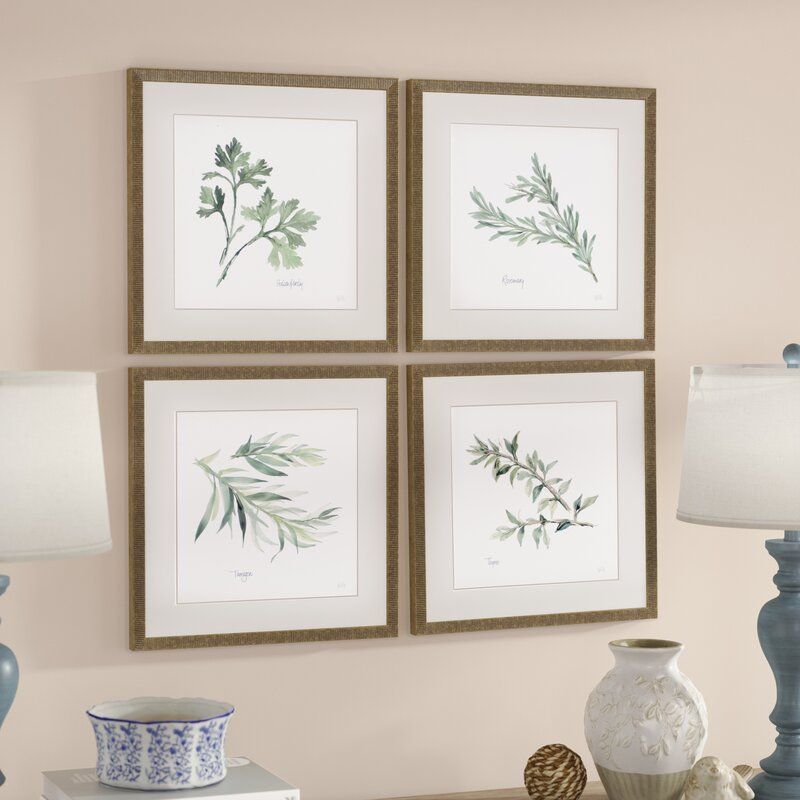 'herbs' 4 Piece Framed Graphic Art Print Set & Reviews With Regard To Monochrome Framed Art Prints (View 14 of 15)