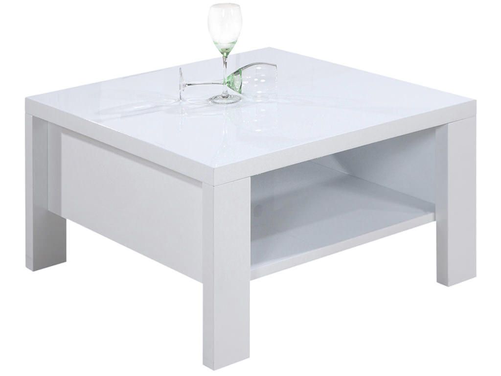 High Gloss White Square Coffee Table With Shelf | Ebay Throughout Square High Gloss Coffee Tables (View 9 of 15)