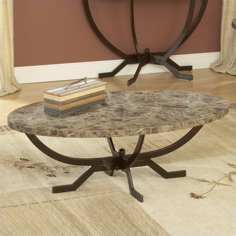 Hillsdale Monaco Oval Faux Marble Top Coffee Table In Pertaining To Marble Top Coffee Tables (View 3 of 15)