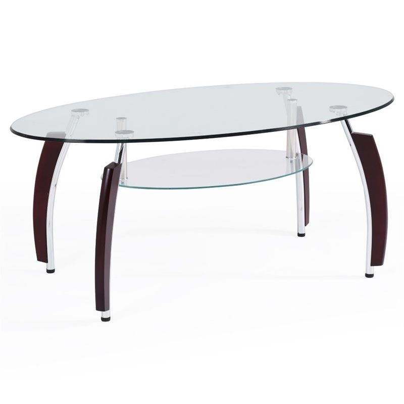 Hodedah Tempered Oval Glass Coffee Table In Clear – Hict34 Inside Clear Coffee Tables (View 12 of 15)