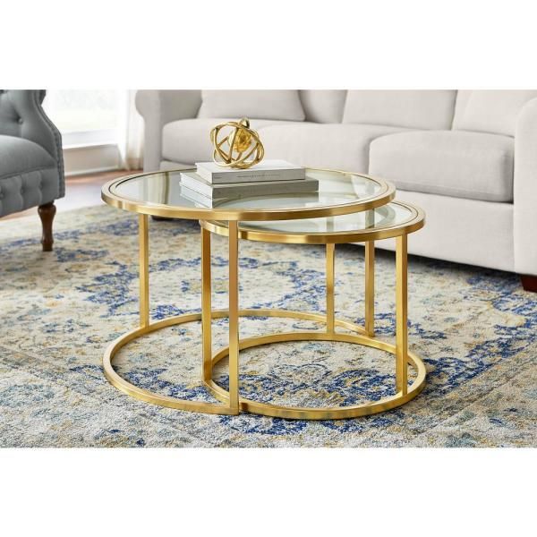 Home Decorators Collection Cheval 2 Piece 30 In. Gold With Regard To Antique Gold Nesting Coffee Tables (Photo 8 of 15)