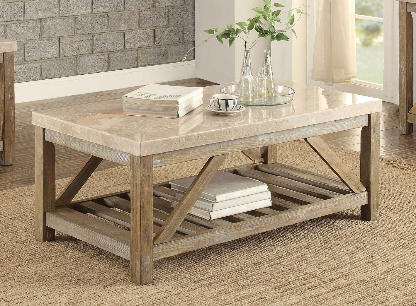 Homelegance Ridley Cocktail/coffee Table Set – Weathered In Square Weathered White Wood Coffee Tables (View 4 of 15)