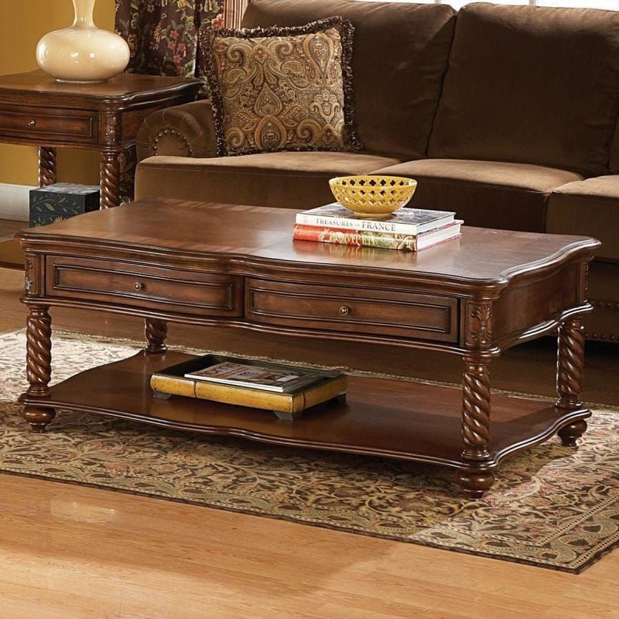 Homelegance Trammel Medium Brown Wood Coffee Table At Within Wood Coffee Tables (View 3 of 15)