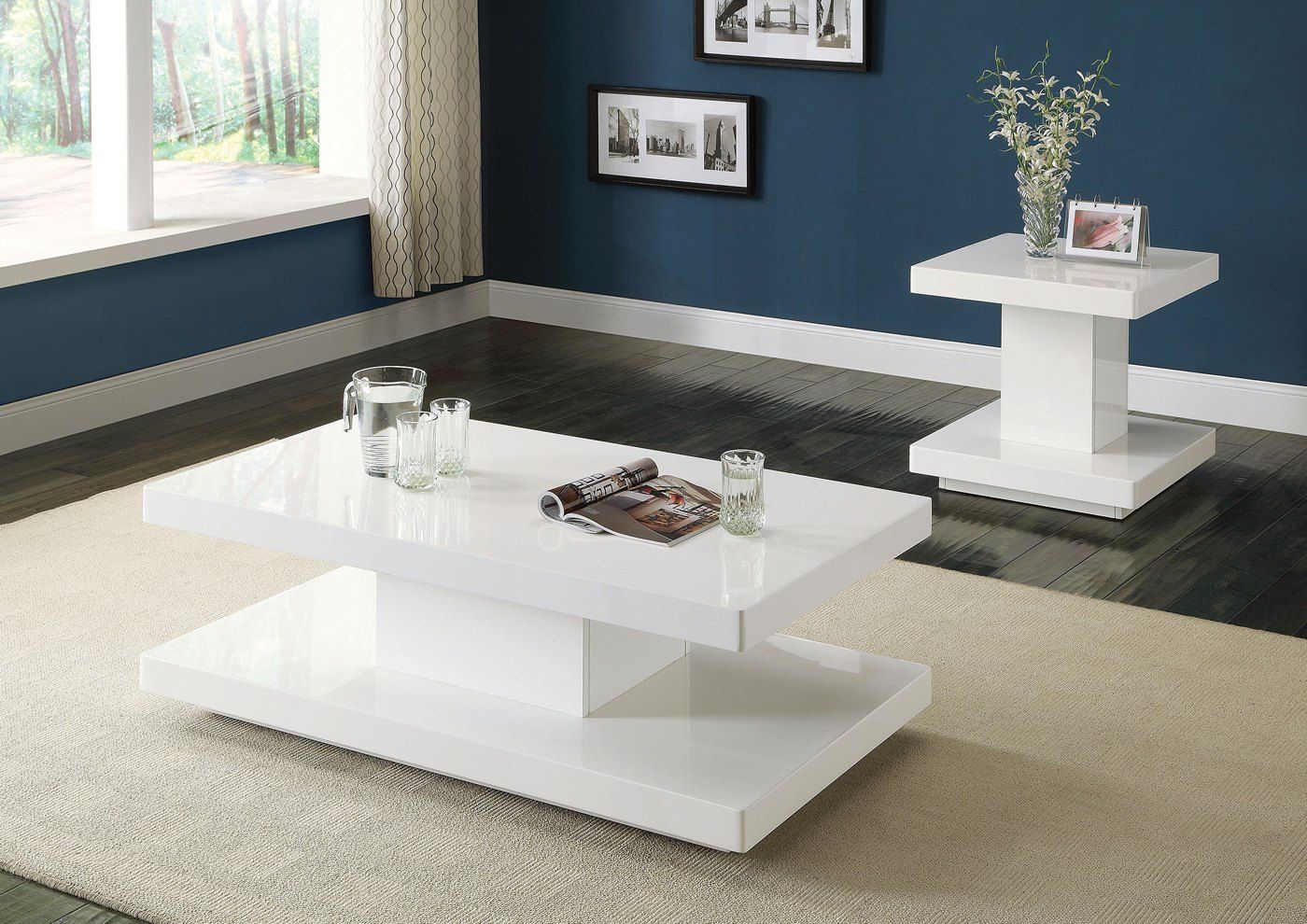 Ifama Contemporary End Table In White High Gloss Lacquer In Gloss White Steel Coffee Tables (View 1 of 15)
