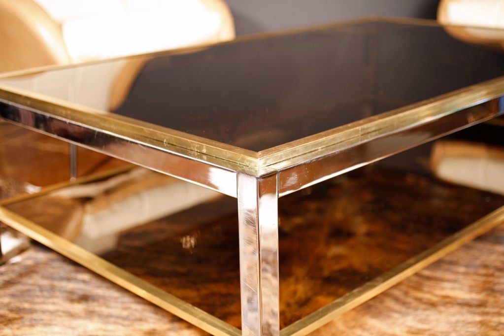 Important Vintage Chrome, Brass, And Smoked Glass Coffee Throughout Brass Smoked Glass Cocktail Tables (View 11 of 15)