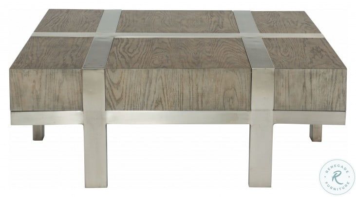 Interiors Casegoods Rustic Gray And Tarnished Nickel Leigh In Gray Wood Veneer Cocktail Tables (View 6 of 15)
