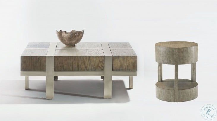 Interiors Casegoods Rustic Gray And Tarnished Nickel Leigh With Gray Wood Veneer Cocktail Tables (View 1 of 15)