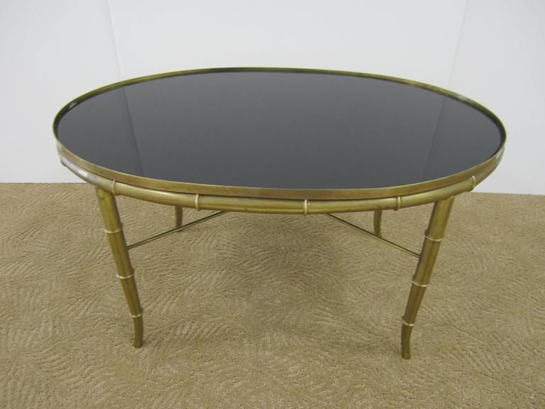 Italian Brass Cocktail Table With Black Mirror Glass Top With Regard To Brass Smoked Glass Cocktail Tables (View 4 of 15)
