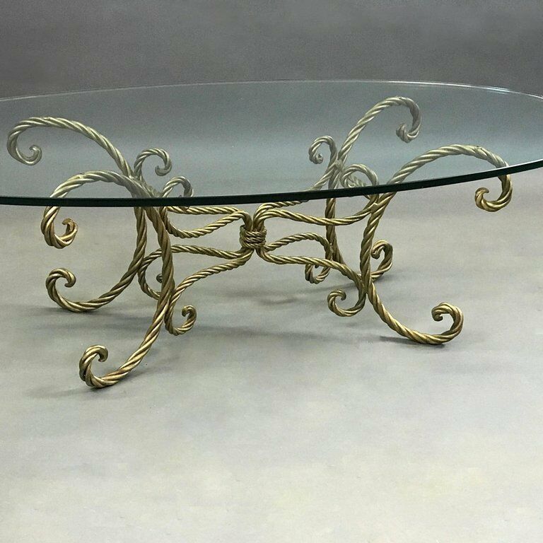Italian Mid Century Gilt Braided Rope And Oval Glass For Oval Corn Straw Rope Coffee Tables (Photo 3 of 15)