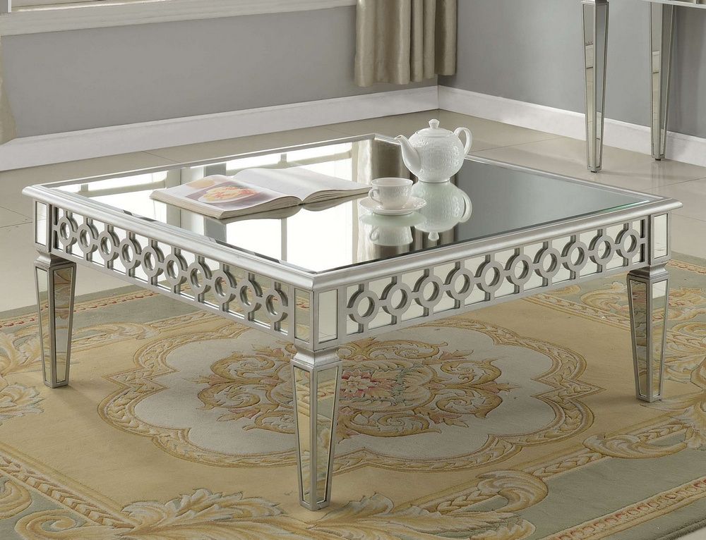 Jadyn Silver Mirrored Square Coffee Tablebest Master For Silver Coffee Tables (View 10 of 15)