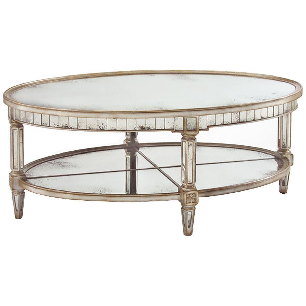 John Richard Parisian Silver Keswick Oval Cocktail Table In Antique Silver Metal Coffee Tables (View 12 of 15)