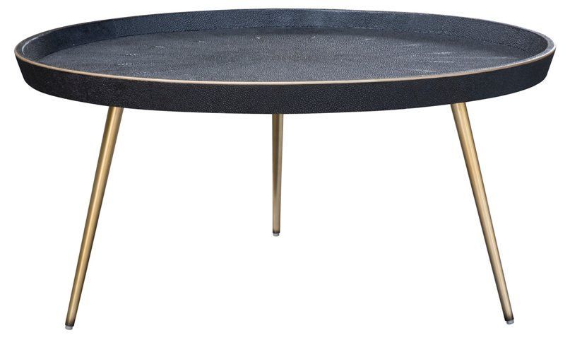 Josephine Faux Shagreen Coffee Table, Black Now: $ (View 2 of 15)