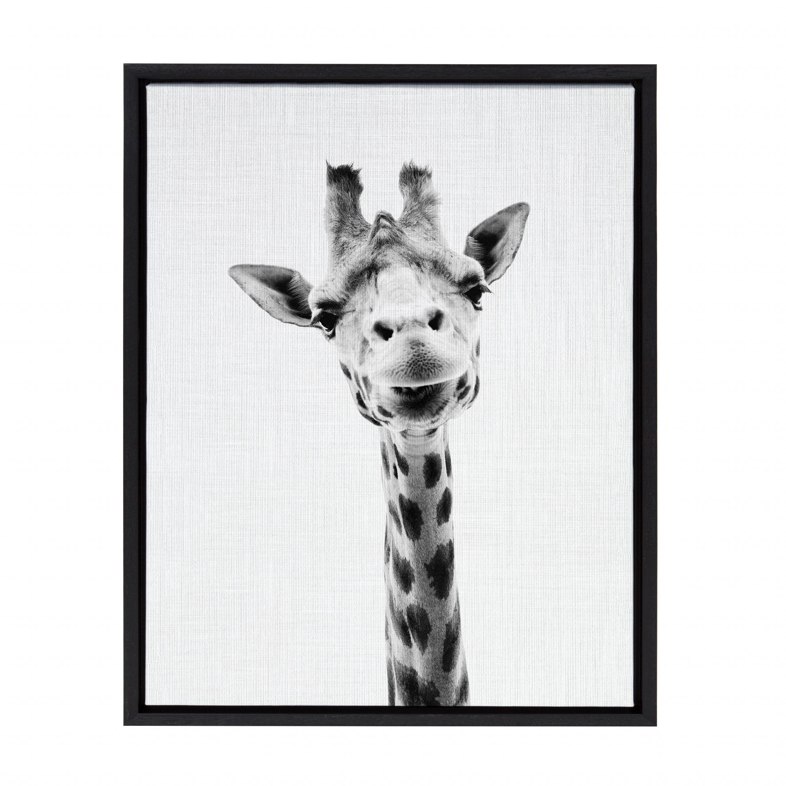 Kate And Laurel Sylvie Giraffe Animal Print Black And In Monochrome Framed Art Prints (View 5 of 15)