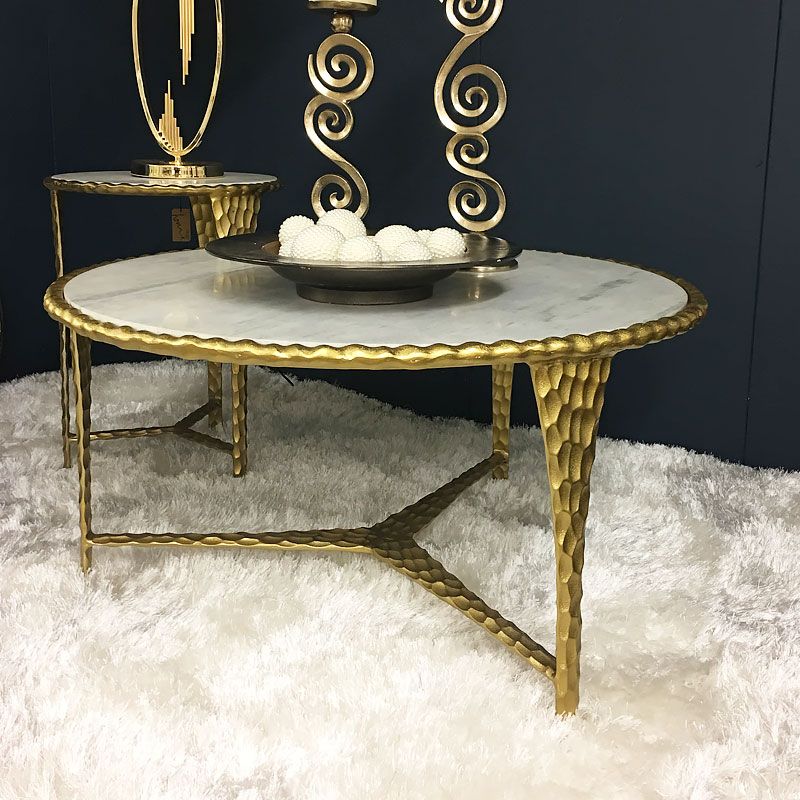 Kingston Hammered Gold And Marble Coffee Table | Picture Inside Gold Coffee Tables (View 15 of 15)