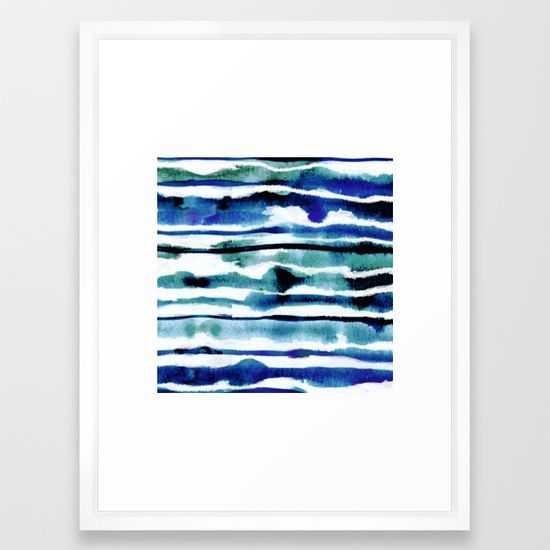 Laguna Watercolor Stripe Framed Art Print | Framed Art Intended For Laguna Wall Art (View 14 of 15)