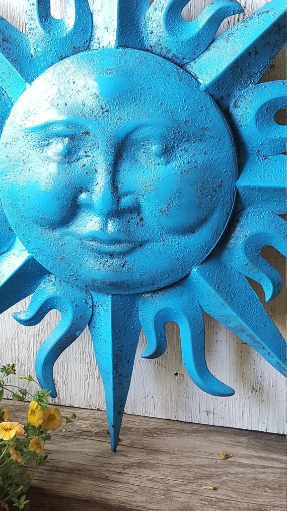 Large Metal Sun Wall Art Turquoise Antique Brasss Garden Regarding Sun Wall Art (View 5 of 15)