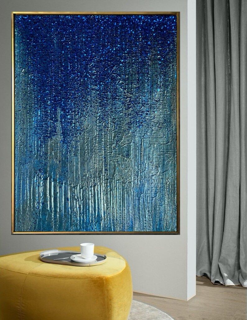 Large Wall Art Glitter Abstract Painting On Canvas Within Glitter Wall Art (View 8 of 15)