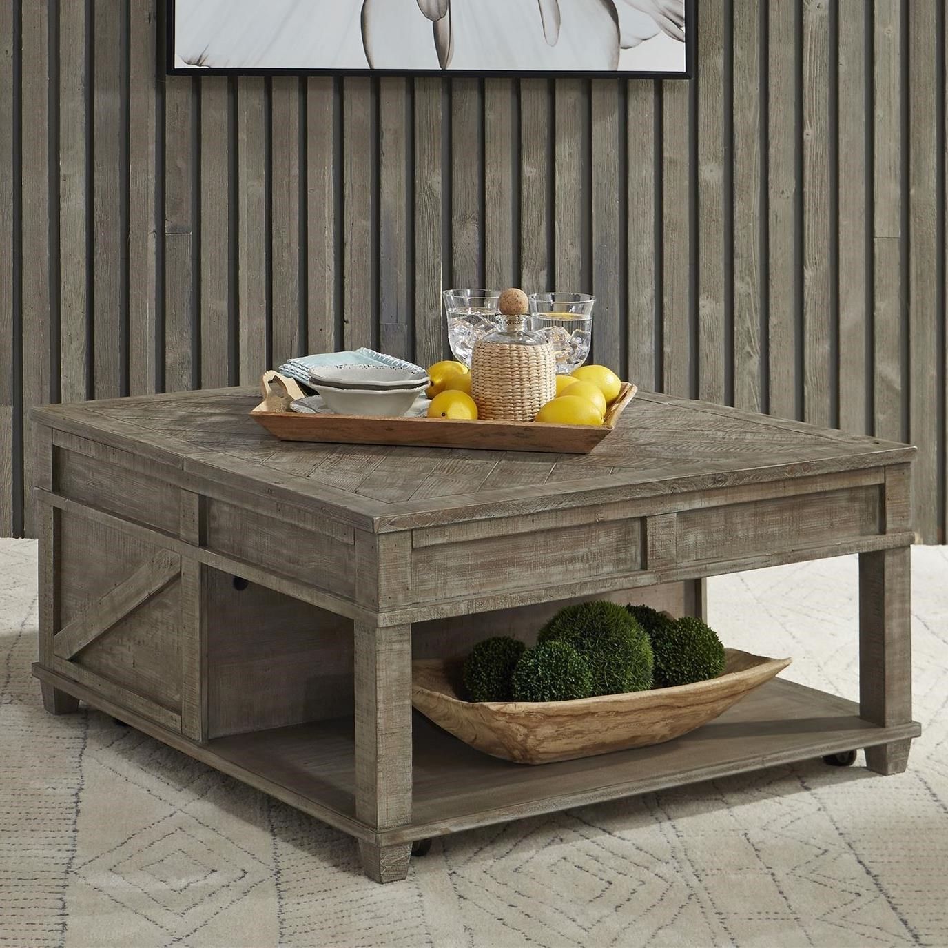Liberty Furniture Parkland Falls Rustic Square Lift Top Throughout Rustic Barnside Cocktail Tables (Photo 2 of 15)
