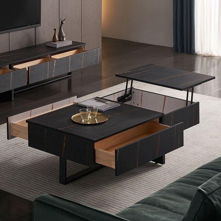 Lift Top Coffee Table With Storage Modern Square Coffee Pertaining To Square Matte Black Coffee Tables (View 7 of 15)