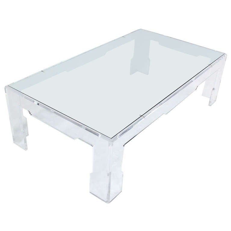 Long Mid Century Modern Rectangular Lucite Coffee Table At In Acrylic Modern Coffee Tables (View 11 of 15)