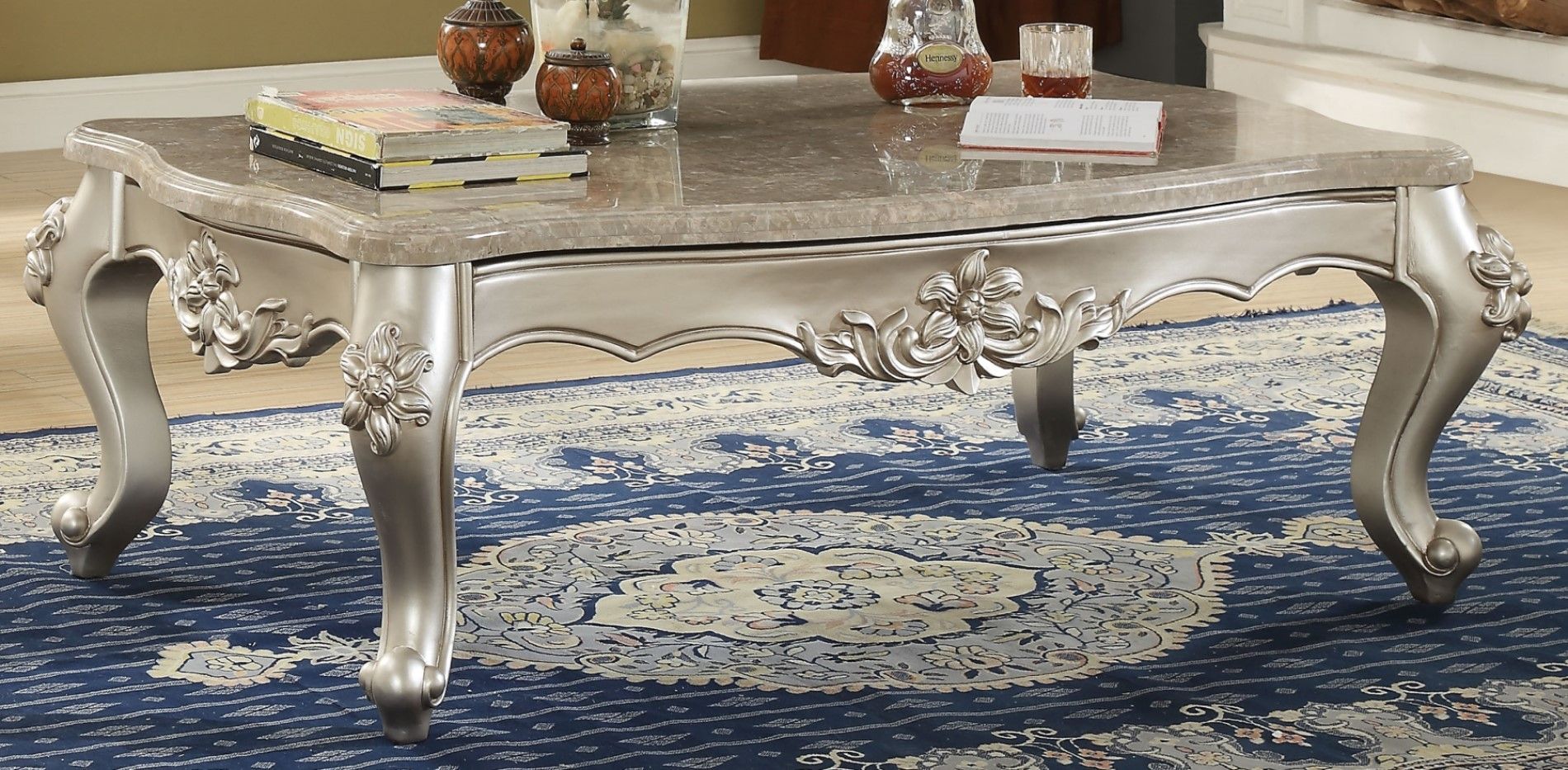Lourdes Traditional Beige Marble Top Coffee Table In Inside Marble Top Coffee Tables (View 13 of 15)
