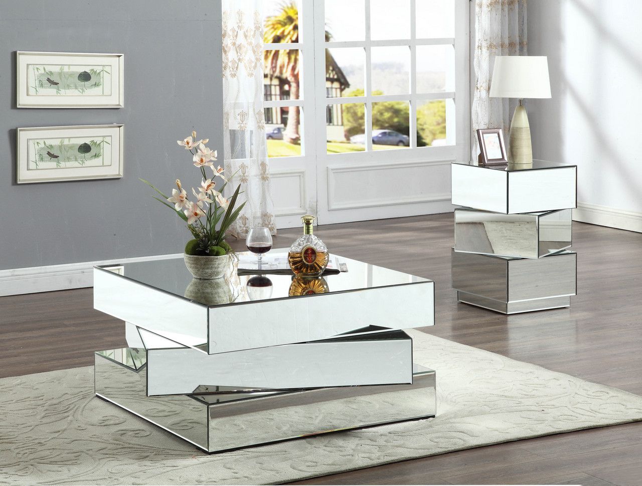 Lucio Contemporary Mirrored Coffee Table With Triple Regarding Mirrored And Chrome Modern Cocktail Tables (View 14 of 15)