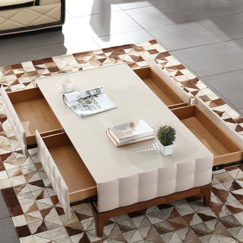 Luxury Modern Rectangular 55" Wood Coffee Table With Inside Espresso Wood Storage Coffee Tables (View 3 of 15)