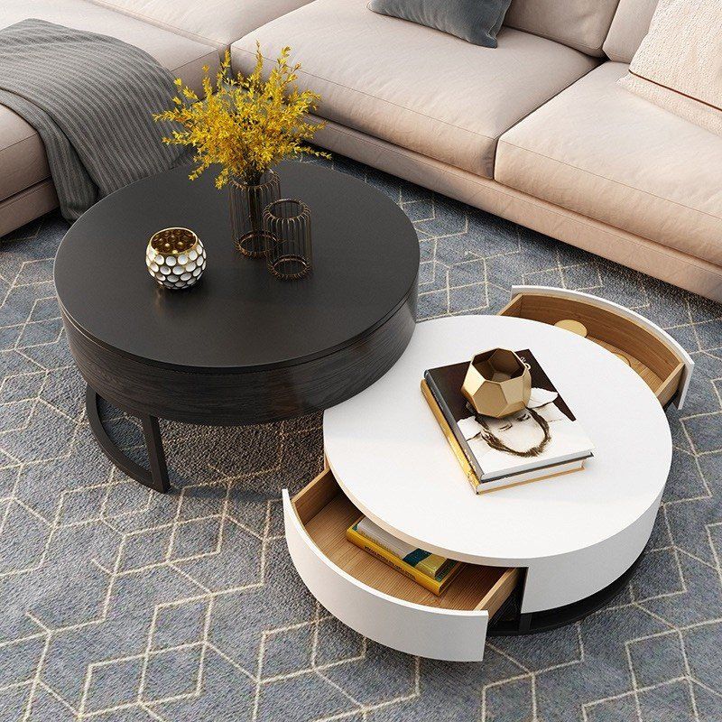 Luxury Modern Round Coffee Table With Storage Lift Top In Black Wood Storage Coffee Tables (View 8 of 15)