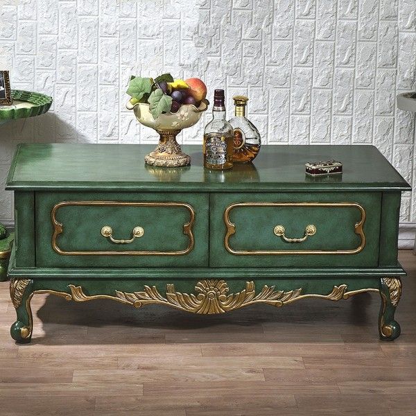 Luxury Vintage Antique Green & Gold Accent Coffee Table Pertaining To Antique Blue Wood And Gold Coffee Tables (View 14 of 15)