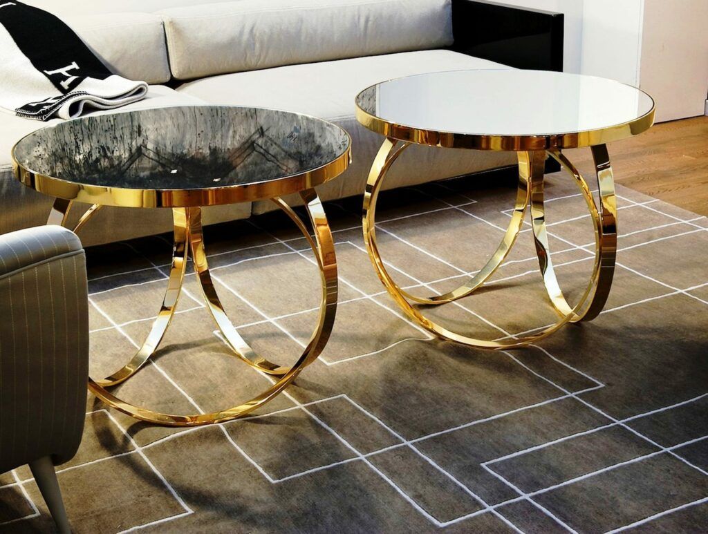 Marble Chrome Coffee Table Glass And Oval Gold Geometric With Regard To Antique Gold And Glass Coffee Tables (View 10 of 15)