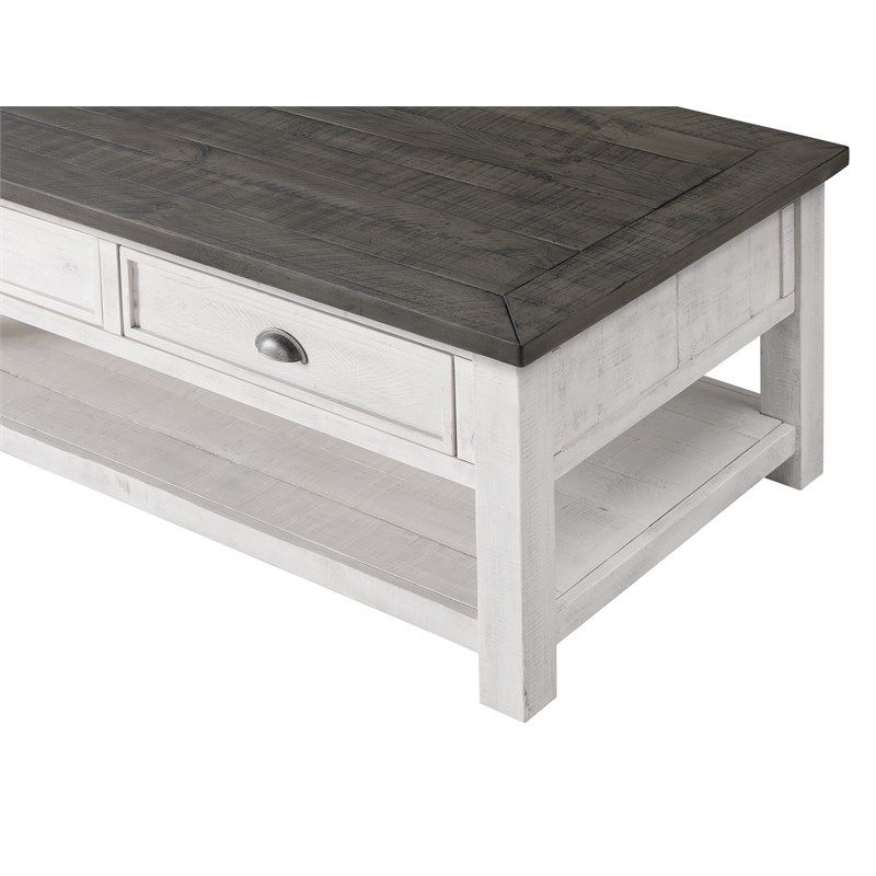 Martin Svensson Home Monterey Solid Wood 2 Drawer Coffee Throughout Gray And Black Coffee Tables (View 11 of 15)