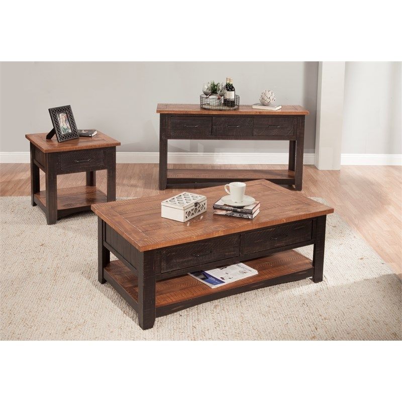 Martin Svensson Home Rustic Wood 2 Drawer Coffee Table Regarding 2 Drawer Coffee Tables (View 10 of 15)