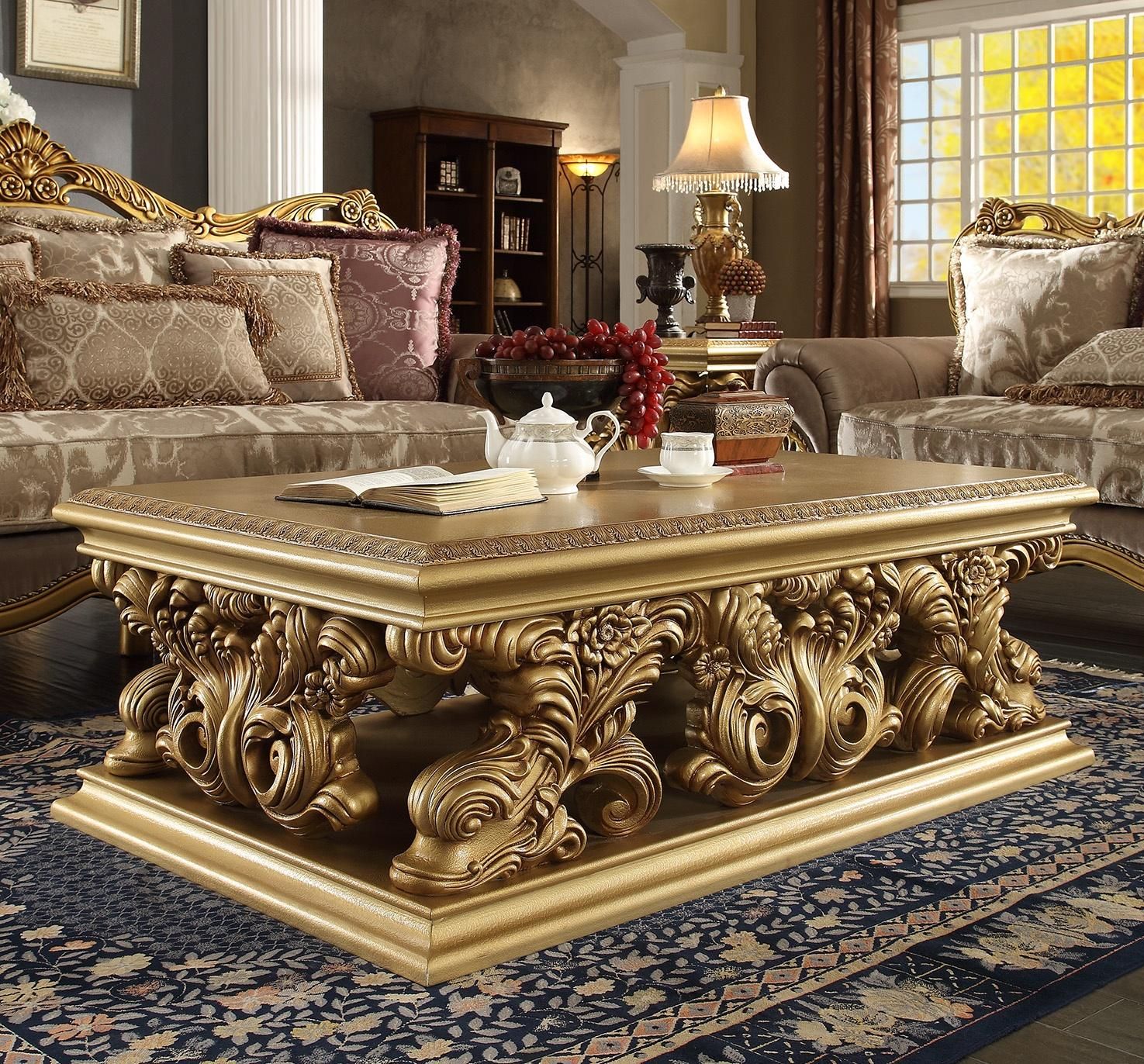 Metallic Bright Gold Finish Coffee Table Traditional Homey In Gold Coffee Tables (View 12 of 15)